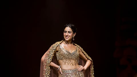 Showstopper Sara Ali Khan in an ensemble from Abhinav Mishra’s recently unveiled edit, The Shrine