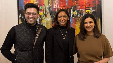 Parineeti Chopra, Raghav Chadha and Harmanpreet Kaur