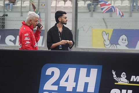 Anirudh meets Ajith Kumar at Abu Dhabi race track