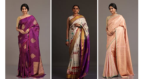 Kanjeevaram sari featuring rich traditional colour palette