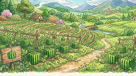 Japanes square watermelons are carefully moulded fruits sold as high-end novelty gifts, grown for shape and status rather than taste or eating