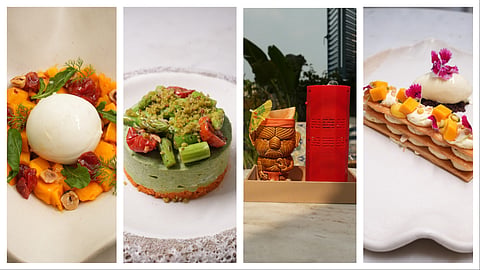 Burrata & Mango, Asparagus Cheesecake, Tang Bang and Mango & Passionfruit Mille Feuille at Olive Cafe & Bar