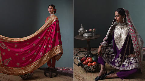 Hand-embroidered ensembles featuring gota work