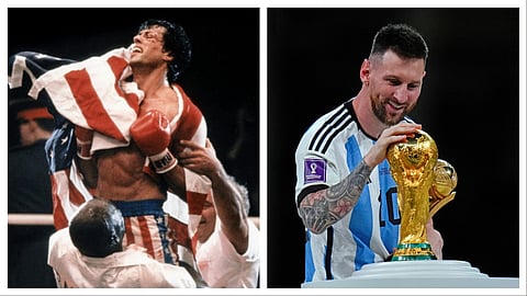 Rocky Balboa (L) could be fictional but fans fear the Balboa curse could be real for Messi (R)