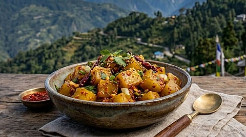 Fumbi is a beloved street food from Kalimpong made from moong dal starch, turmeric and simple seasonings