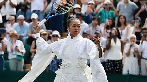 Naomi Osaka showed up at Wimbledon 2026 wearing a custom ensemble by Tokyo-based designer Hana Yagi