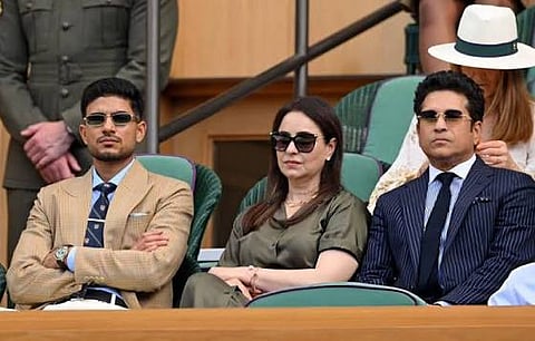Shubman Gill joins Sachin and Anjali Tendulkar in the Wimbledon Royal Box at Centre Court