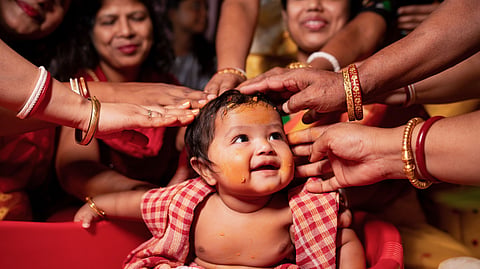 The baby-naming tradition uses birth stars, lunar positions, and sacred syllables to guide families in choosing names