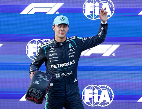 Russell made a superb getaway, leading the field cleanly into Turn 1