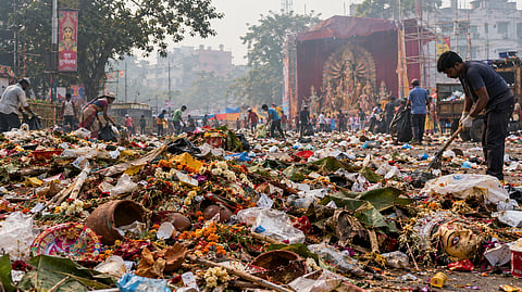As Kolkata generates tonnes of festive waste during this time of the year, organisers outside India show how traditional rituals can meet zero-waste goals