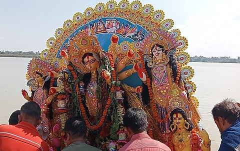 Idol immersion at Pathak Bari Pujo