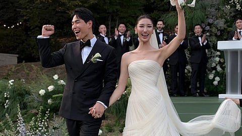 The wedding featured designer bridal outfits, heirloom jewellery and a greenhouse reception