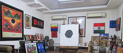 The last canvas, as he left it, at The Raza Foundation