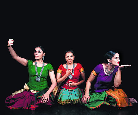 (L-R): Aarabi Veeraraghavan, Sunandha Raghunathan and Akhila Ramnarayan in What She Said