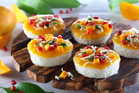 Mango Pizza Dhokla
