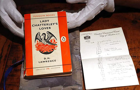 2018 file photo: Copy of DH Lawrence's Lady Chatterley's Lover in the infamous 1960 Chatterley trial (AP Photo/Alastair Grant)