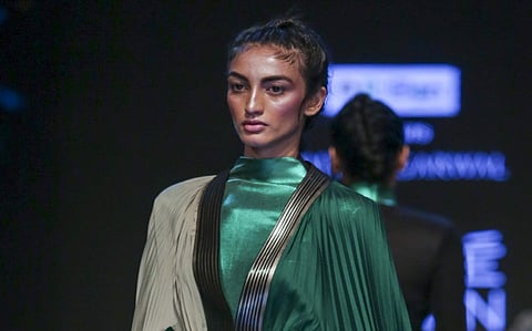 Amit Aggarwal’s A/W ’19 collection employs fabric made from recycled PET bottles