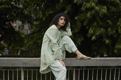 New Delhi-based Manan’s latest collection is all about metallic linen and sustainable ensembles