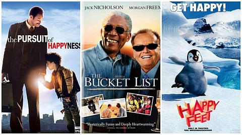 Posters of The Pursuit of Happyness, The Bucket List and Happy Feet