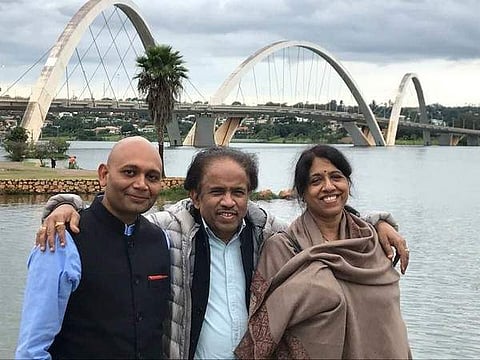 Dr L Subramaniam, Abhay K and Kavita Krishnamurti (Photo: ANI)