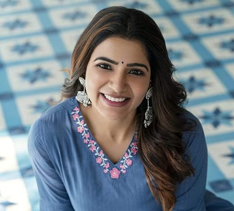 Samantha strikes a pose in her festive collection. Courtesy: Saaki Instagram