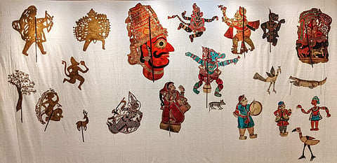 Some of the leather puppets on display