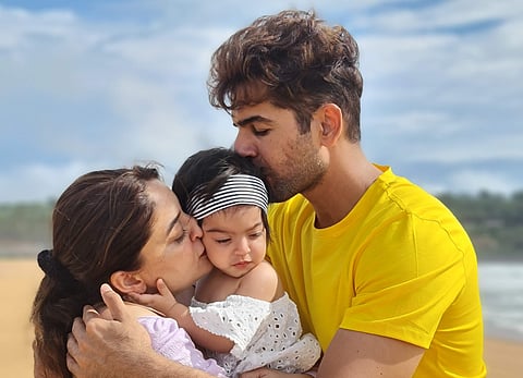 Jay Bhanushali with wife Mahi and daughter Tara