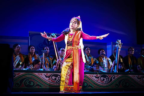Purnima Ghosh performs on stage