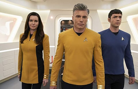 Rebecca Romijn, Anson Mount and Ethan Peck