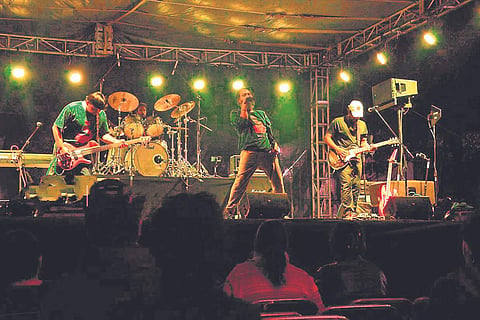 The band in action