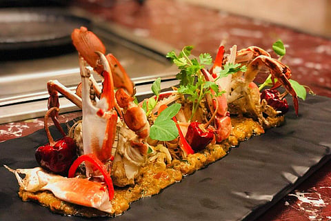 Crab Chettinad, a dish from the menu