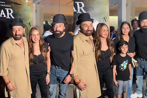 Esha Deol hosts exclusive screening for brother Sunny Deol's latest film Gadar 2, poses with her bro