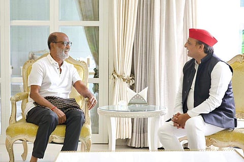 Rajinikanth with Akhilesh Yadav