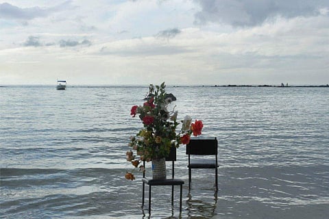 'Sea Watchers', an artwork from the exhibition 'The Sky The Sea The City'