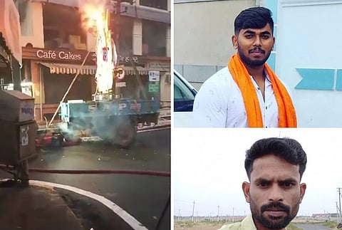ಟ್ರ್ಯಾಕ್ಟರ್ಗೆ ಬೆಂಕಿ; ಹರಿಬಾಬು ಮತ್ತು ರಂಗನಾಥ