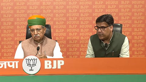 Arjun Ram Meghwal addresses a press conference