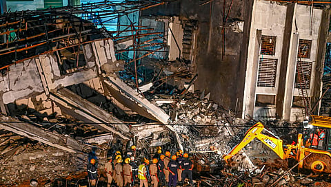 Rescue work underway after an under-construction building