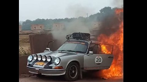 Vintage car got fire