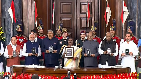 President Droupadi Murmu during 'Samvidhan Divas' function at Samvidhan Sadan, in New Delhi, Tuesday.