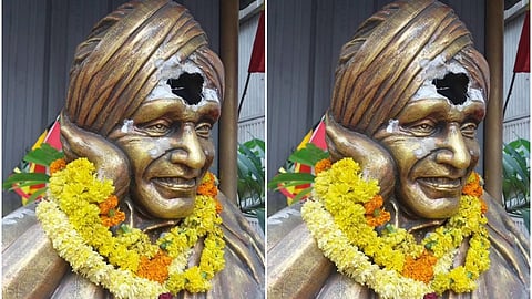vandalising late Dr Shivakumara Swami's bronze idol