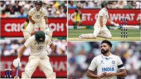 Mohammed Siraj hits Marnus labuschagne with the 'ball'