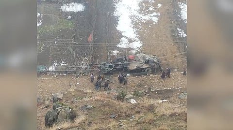 Army vehicle falls into gorge
