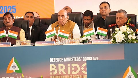 Defence minister Rajanath Singh speaking