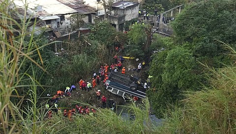 bus plunges off bridge