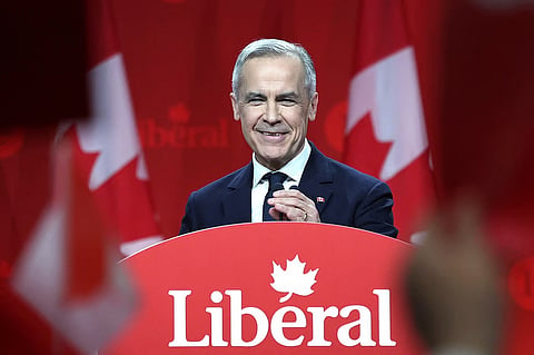 Canada's Liberal Leader and Prime Minister-elect Mark Carney speaks after being elected as the new Liberal Party leader, in Ottawa on March 9, 2025.