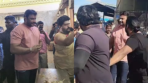 Actor Darshan at Mysuru Chamundi hill