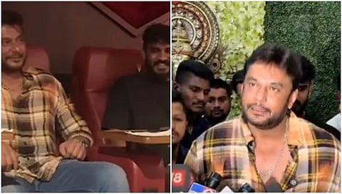 Darshan speaks with media persons