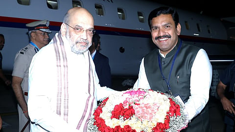 BY Vijayendra welcomes Amit Shah in Bengaluru