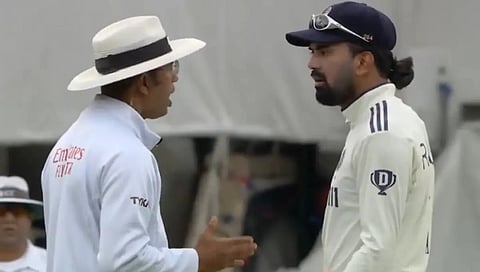 Kumar Dharmasena (L) and KL Rahul