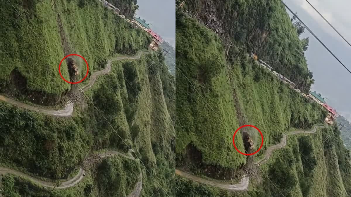 JCB Falling Into Deep Gorge After Boulder Strike